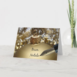 italian merry x-mas pen on ornament holiday card