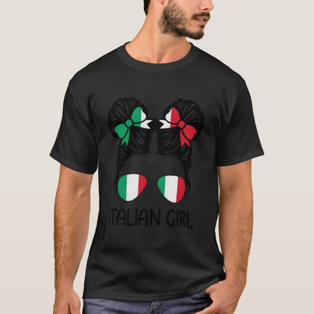 Italian Messy Hair Italy Pride Patriotic T-Shirt (Front)