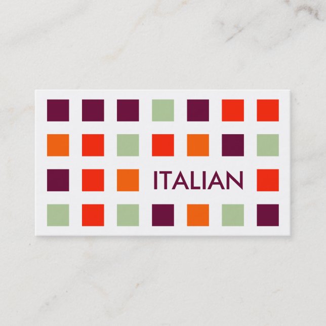 ITALIAN (mod squares) Business Card (Front)
