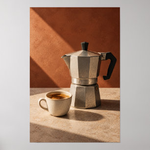 Italian Moka Pot and Espresso – Warm Minimalist Co Poster