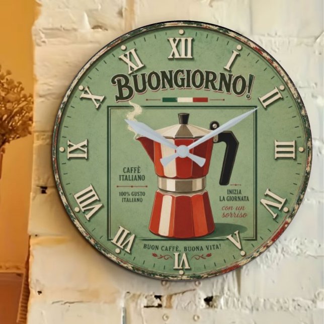 Italian Moka Pot Coffee Kitchen Decor Large Clock (Creator Uploaded)