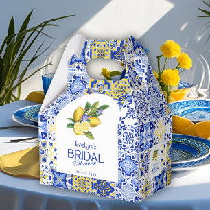 Italian Mosaic Blue Tile & Lemons Bridal Shower Favour Box