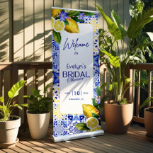 Italian Mosaic Blue Tile Lemons Bridal Shower