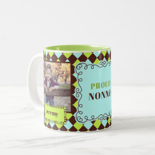ITALIAN Nonno Grandfather Green and Brown 2 Photo Two-Tone Coffee Mug