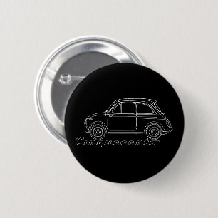 Italian Oldtimer Fiat Cinquecento 500 cc Blueprint 6 Cm Round Badge