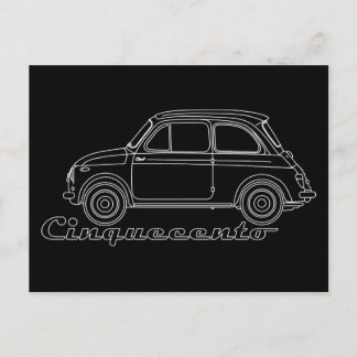 Italian Oldtimer Fiat Cinquecento 500 cc Blueprint Postcard