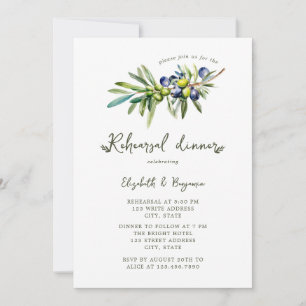 Italian Olive Branch Rehearsal Dinner Night Before Invitation