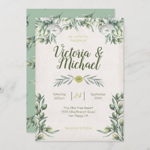 Italian Olive branch Wedding Invitations