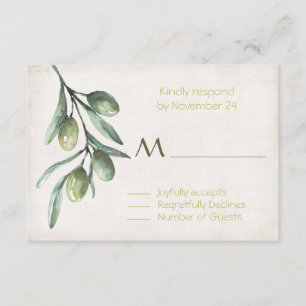 Italian Olive Branch Wedding RSVP Card