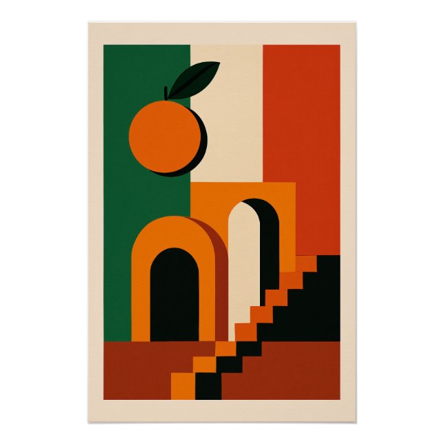 Italian Orange - Sun and Architecture Poster (Front)