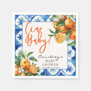 Italian Orange Watercolor Baby Shower Napkin