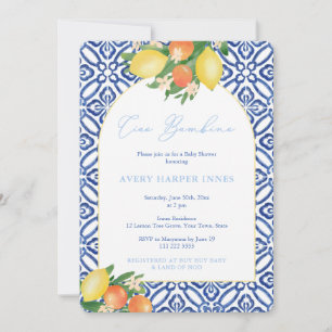 Italian Oranges and Lemons Baby Boy Shower Party Invitation