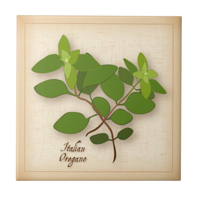 Italian Oregano Herb Ceramic Tile (Front)