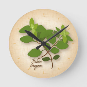 Italian Oregano Herb Round Clock