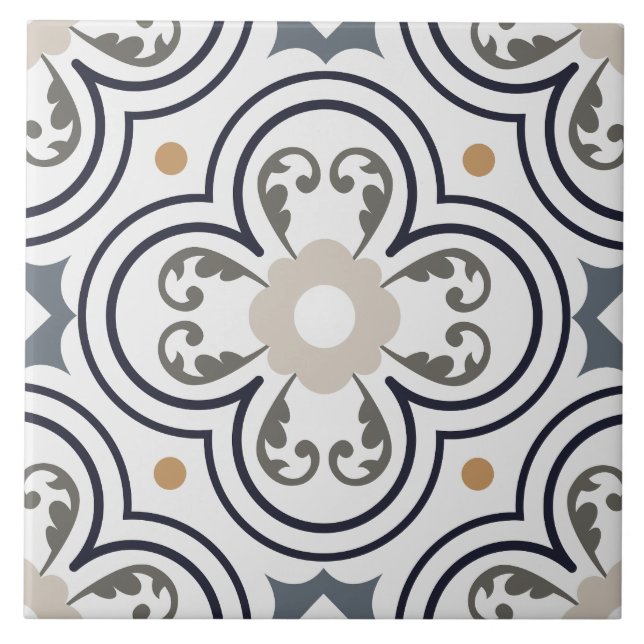 Italian Ornamental Mediterranean botanical art Ceramic Tile (Front)