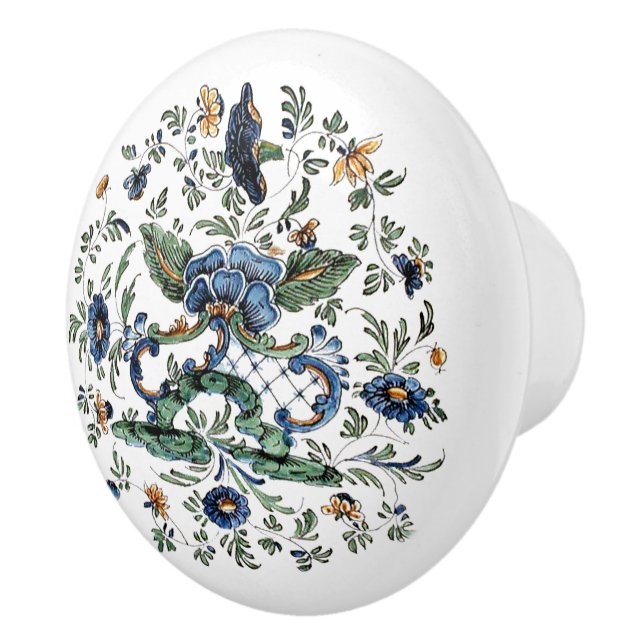 Italian Painted Flower Print Ceramic Knob (Right)