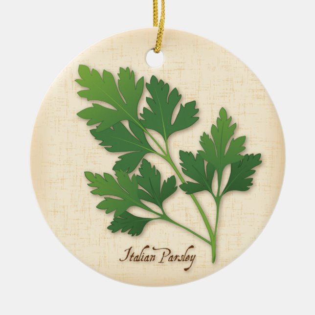 Italian Parsley Herb Ceramic Tree Decoration (Front)