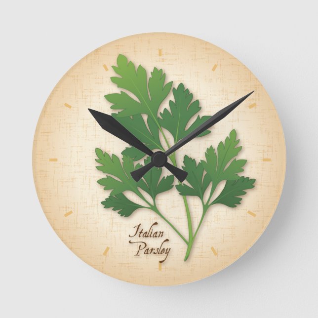 Italian Parsley Herb Round Clock (Front)