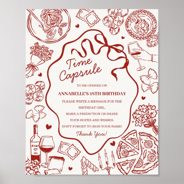 Italian Pasta Baby Shower Time Capsule Game Poster (Front)