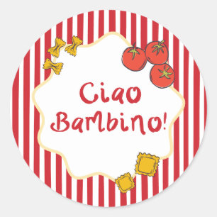 Italian Pasta Ciao Bambino Baby Shower Classic Round Sticker