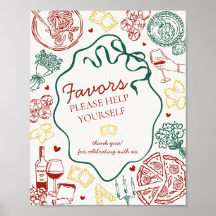 Italian Pasta Dinner Party Favors Sign