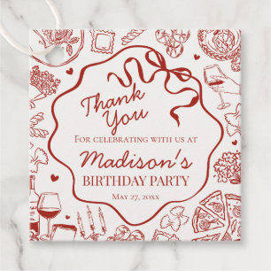Italian Pasta Holy Cannoli Birthday Party Favour Tags
