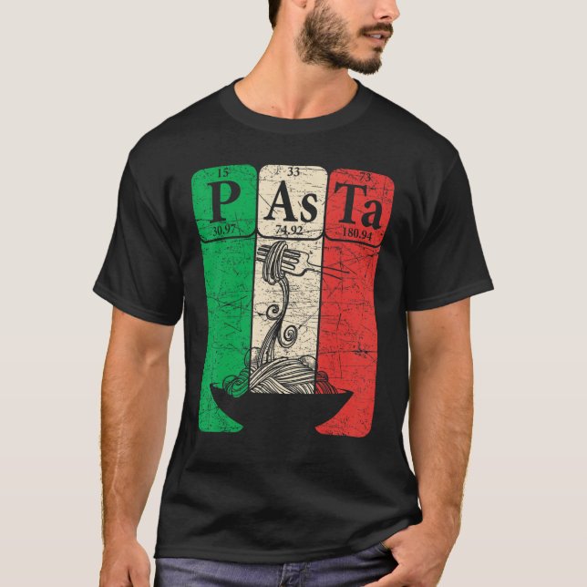 Italian Pasta Periodic Table Elements Italian Flag T-Shirt (Front)