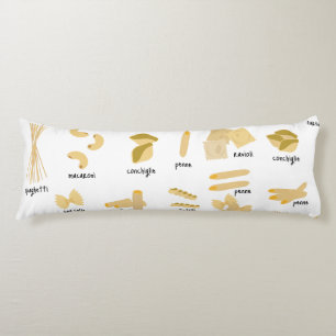 Italian Pasta Shapes & Names Pattern Body Cushion
