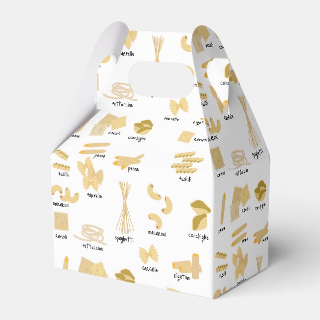 Italian Pasta Shapes & Names Pattern Favour Box (Front Side)