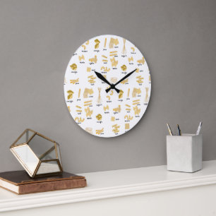 Italian Pasta Shapes & Names Pattern Large Clock