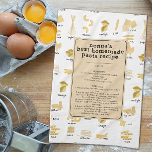 Italian Pasta Shapes & Names Recipe Nonna Keepsake Tea Towel