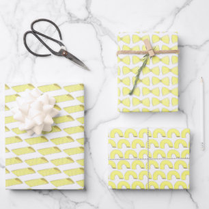 Italian Pasta Shapes Penne Bowtie Elbow Macaroni Wrapping Paper Sheet