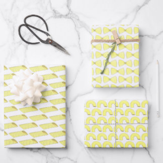 Italian Pasta Shapes Penne Bowtie Elbow Macaroni Wrapping Paper Sheet