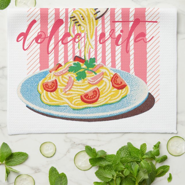 Italian Pasta Spaghettis  Tea Towel (Folded)
