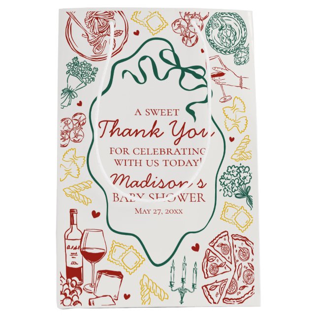 Italian Pasta Special Delivery Baby Shower Favor Medium Gift Bag (Front)