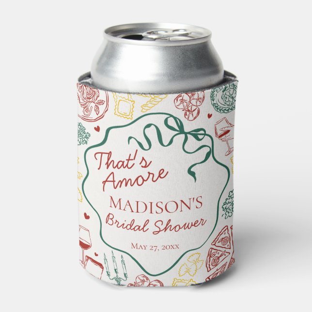 Italian Pasta Thats Amore Bridal Shower Favor Can Cooler (Can Front)