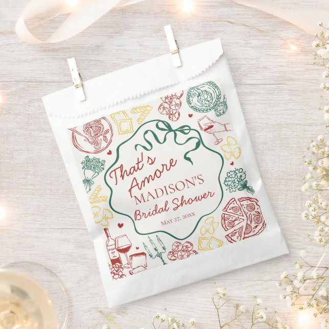 Italian Pasta Thats Amore Bridal Shower Favour Bag (Clipped)