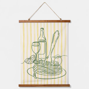 Italian Pasta & Wine Kitchen Print Hanging Tapestry