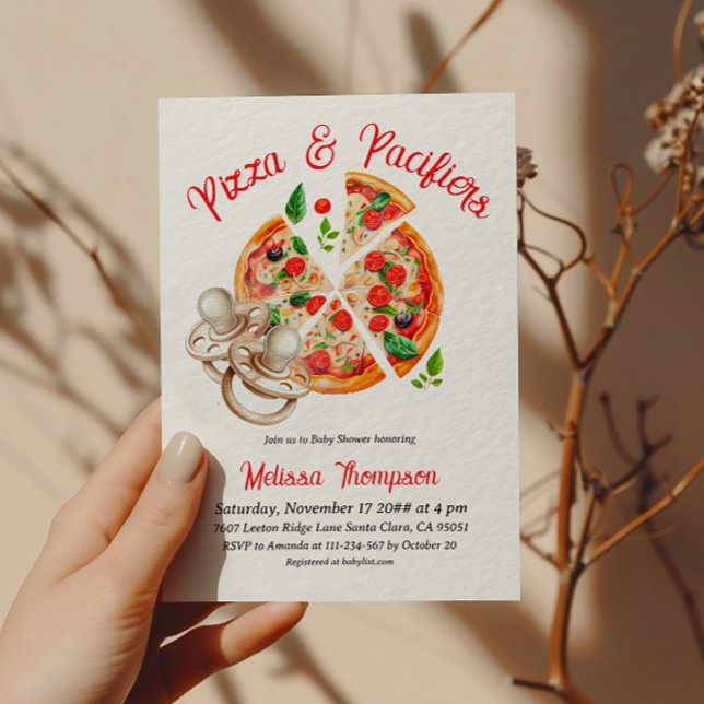 Italian Pizza and Pacifies Baby Shower Party Invitation (Creator Uploaded)