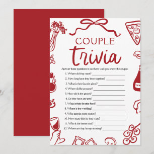 Italian Pizza Couple Trivia Bridal Shower Game  Invitation