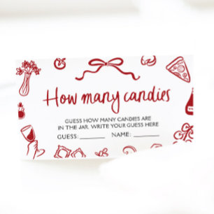Italian Pizza Guess How Many Candies Game Ticket Enclosure Card