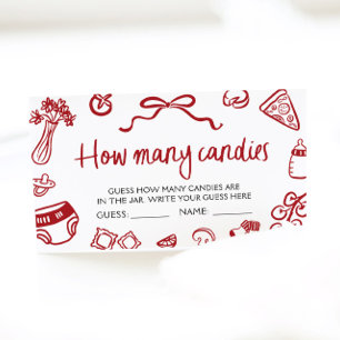 Italian Pizza Guess How Many Candies Game Ticket Enclosure Card