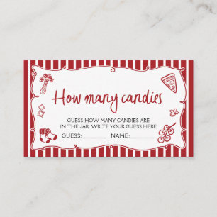 Italian Pizza Guess How Many Candies Game Ticket Enclosure Card