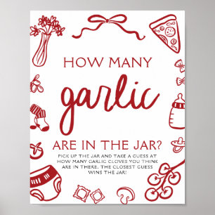 Italian Pizza Guess How Many Garlic Baby Shower  Poster