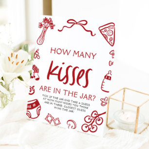 Italian Pizza Guess How Many Kisses Baby Shower  Pedestal Sign