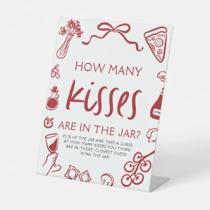 Italian Pizza Guess How Many Kisses Bridal Shower  Pedestal Sign