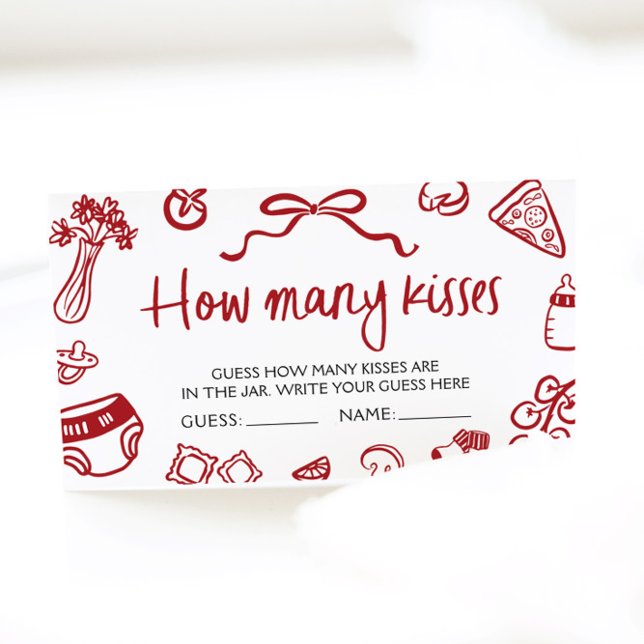 Italian Pizza Guess How Many Kisses Game Ticket Enclosure Card (Italian Hand Drawn Pizza Guess How Many Kisses Game Ticket)