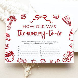 Italian Pizza How Old Was Mummy Baby Shower Game Enclosure Card