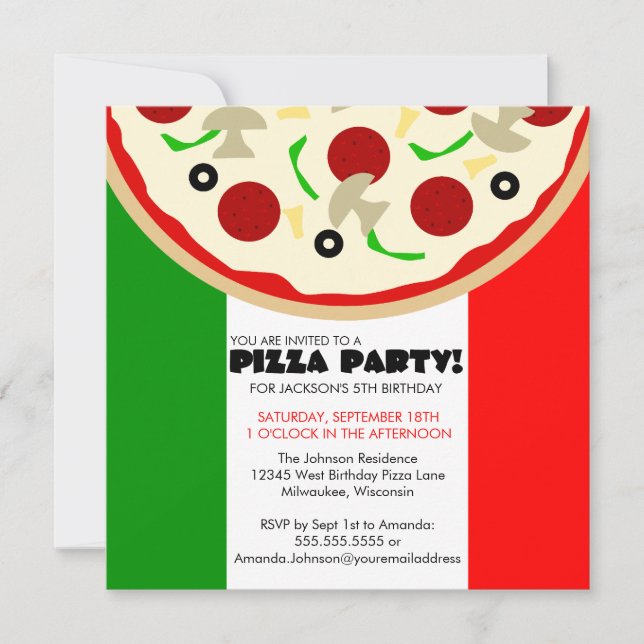 Italian Pizza Party Invitation (Front)