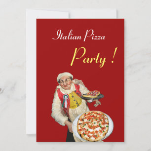 ITALIAN PIZZA PARTY , RESTAURANT red green Invitation